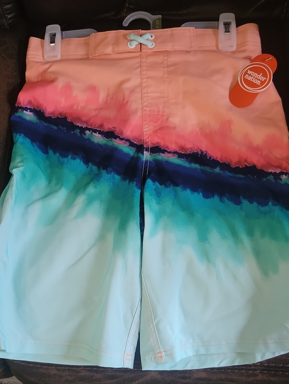 Boys wonder nation Coral, Teal & Navy Gradient Swim Shorts